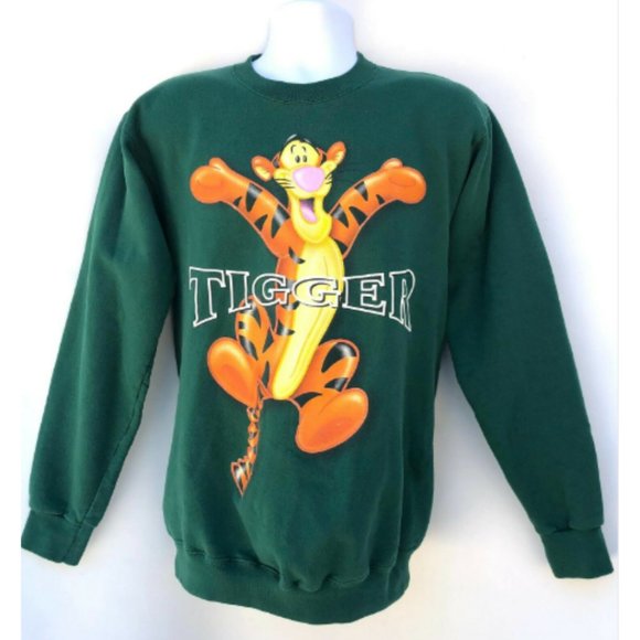 Disney Sweaters - Vintage Disneyland Tigger Green Crew Neck Pullover Sweatshirt Size Adult SMALL